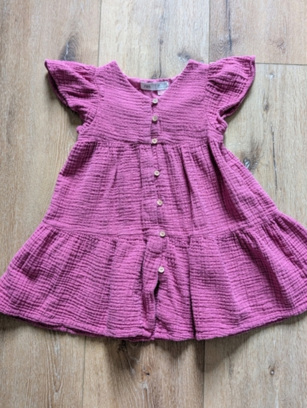 Zara Pink Gauze Button-Front Dress 4-5 Yrs
